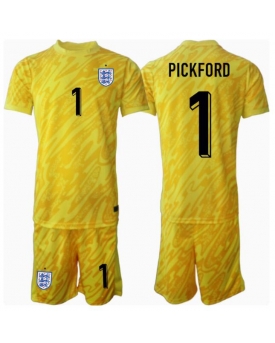 Inghilterra Jordan Pickford #1 Portiere Maglia Gara Trasferta Repliche Europei 2024 Bambino